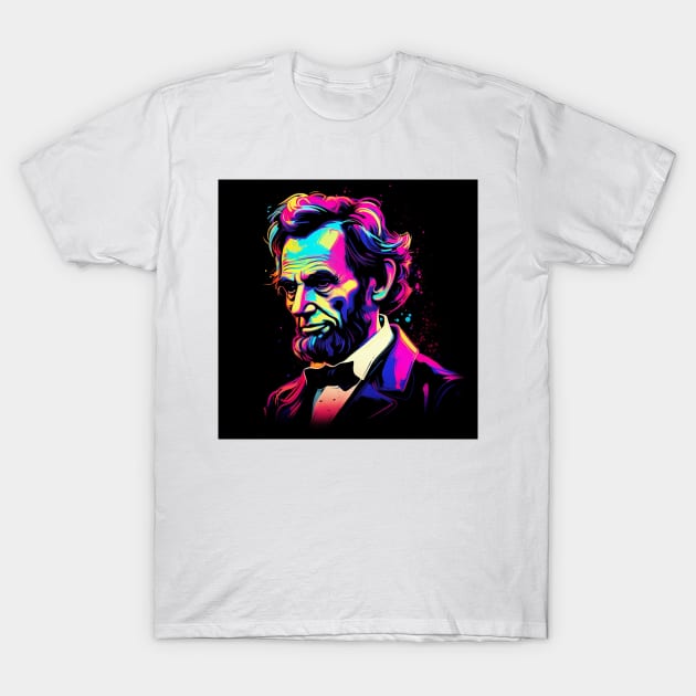 Lincoln Neon Pop Art T-Shirt by AstroRisq